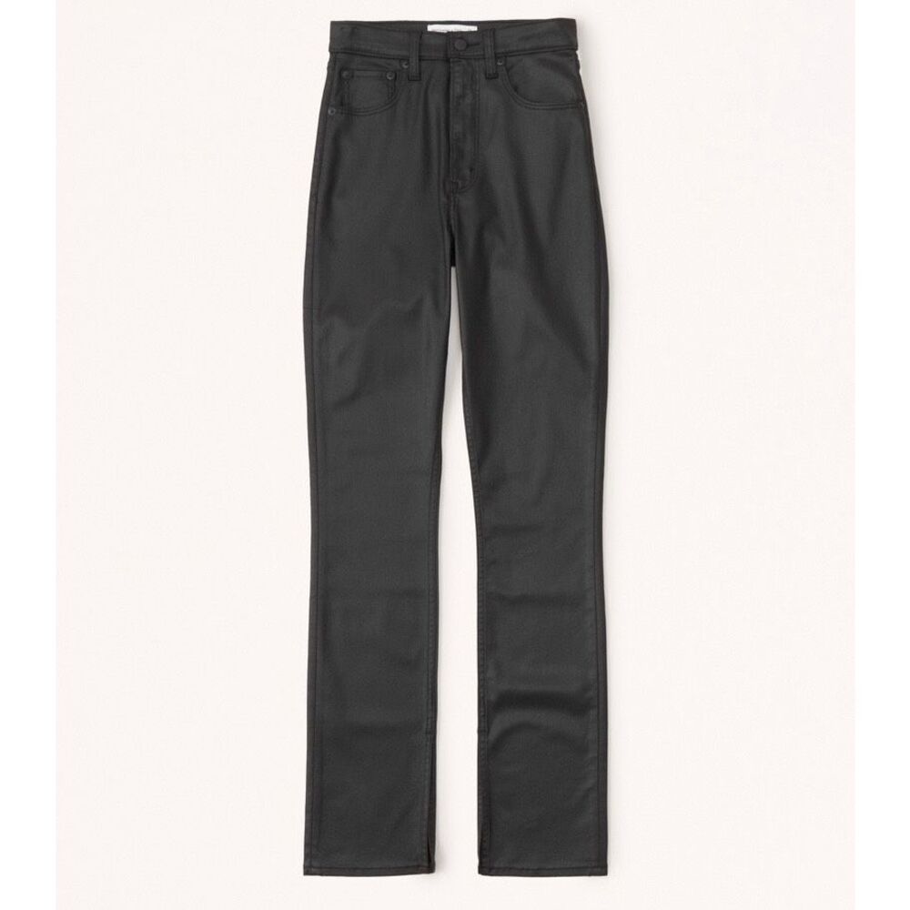 Abercrombie & Fitch The ‘90’s Slim Straight High Rise Coated Black Jeans size 6